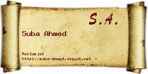 Suba Ahmed névjegykártya